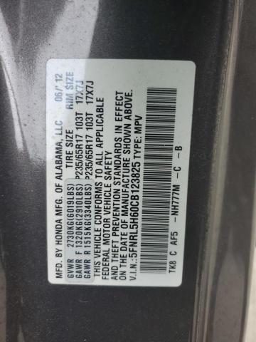 5FNRL5H60CB123825 - 2012 HONDA ODYSSEY EXL GRAY photo 13