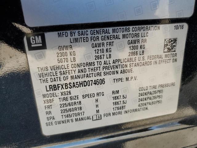 LRBFXBSA5HD074606 - 2017 BUICK ENVISION ESSENCE BLACK photo 12