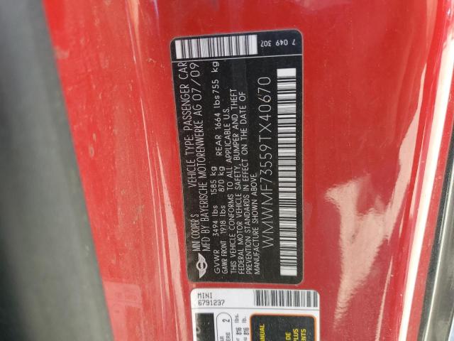 WMWMF73559TX40670 - 2009 MINI COOPER S BLACK photo 13