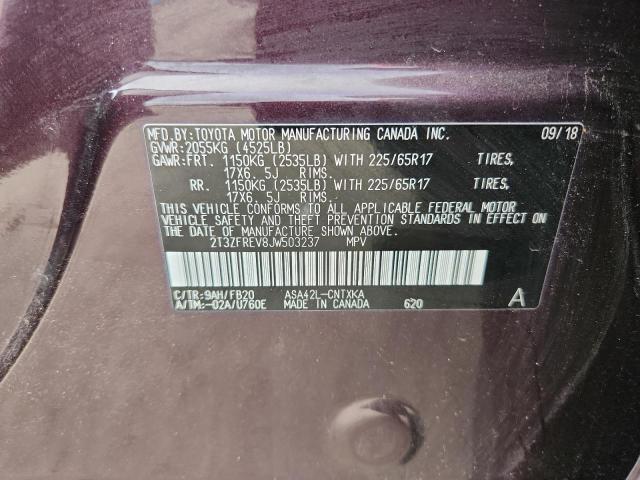 2T3ZFREV8JW503237 - 2018 TOYOTA RAV4 LE أرجواني صورة 13