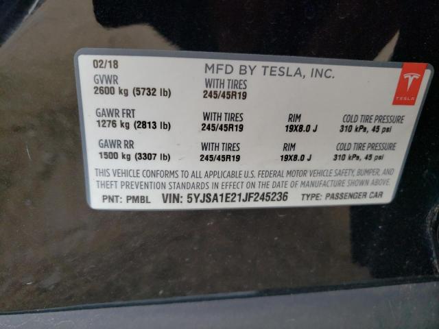 5YJSA1E21JF245236 - 2018 TESLA MODEL S Negro foto 13