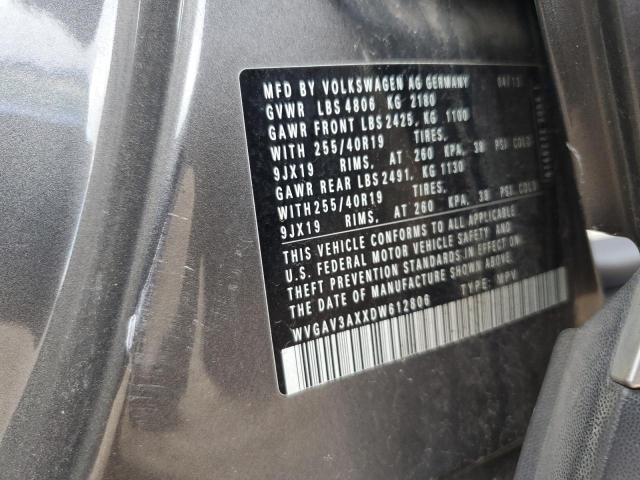 WVGAV3AXXDW612806 - 2013 VOLKSWAGEN TIGUAN S GRAY photo 13