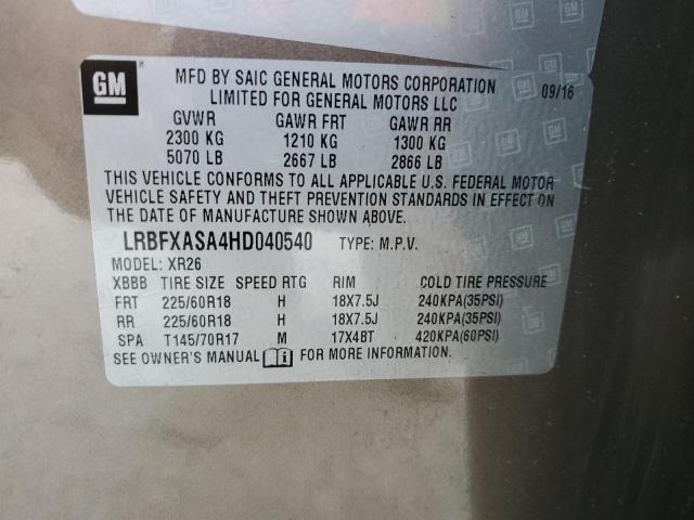 LRBFXASA4HD040540 - 2017 BUICK ENVISION PREFERRED GRAY photo 13