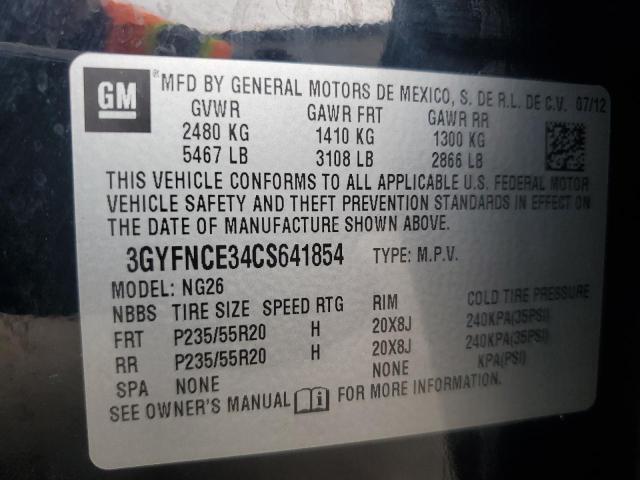 3GYFNCE34CS641854 - 2012 CADILLAC SRX PREMIUM COLLECTION Սև լուսանկար 13