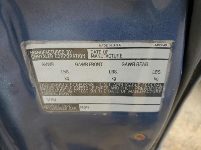 1C3BF66P6JW124033 - 1988 CHRYSLER FIFTH AVEN Կապույտ լուսանկար 12