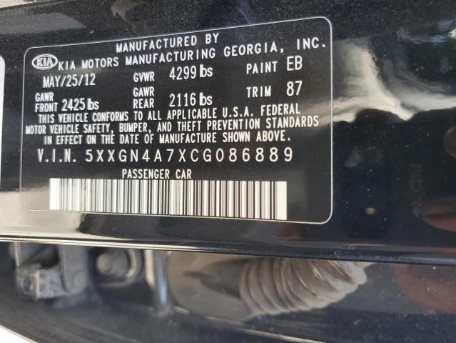 5XXGN4A7XCG086889 - 2012 KIA OPTIMA EX BLACK photo 12