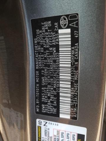 2T1KR32E26C599832 - 2006 TOYOTA COROLLA MA XR GRAY photo 12