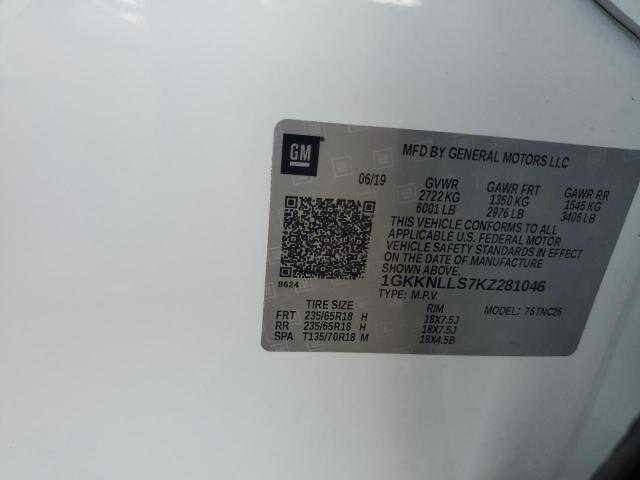 1GKKNLLS7KZ281046 - 2019 GMC ACADIA SLE أبيض صورة 14