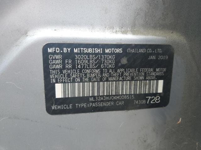 ML32A3HJ0KH008515 - 2019 MITSUBISHI MIRAGE ES SILVER photo 12