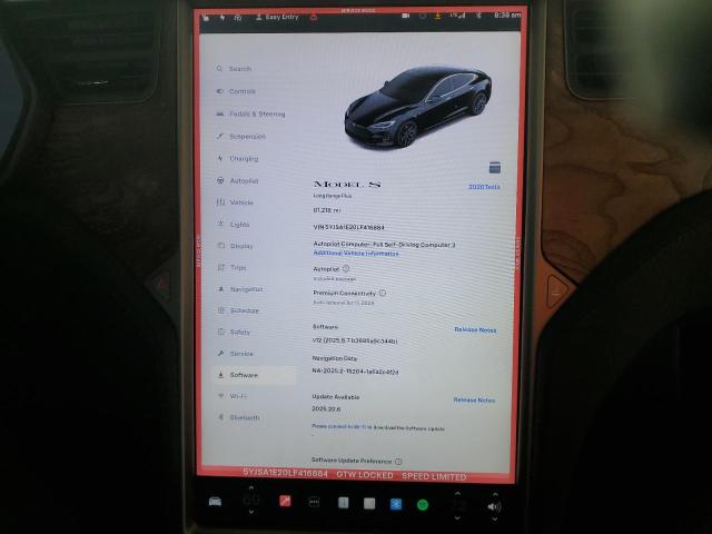 5YJSA1E20LF416884 - 2020 TESLA MODEL S Qara foto 9