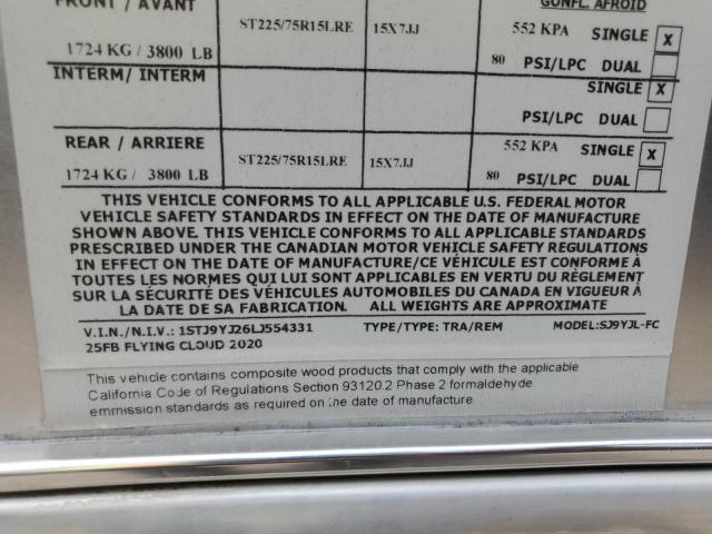 1STJ9YJ26LJ554331 - 2020 AIRSTREAM CAMPER GRAY photo 10