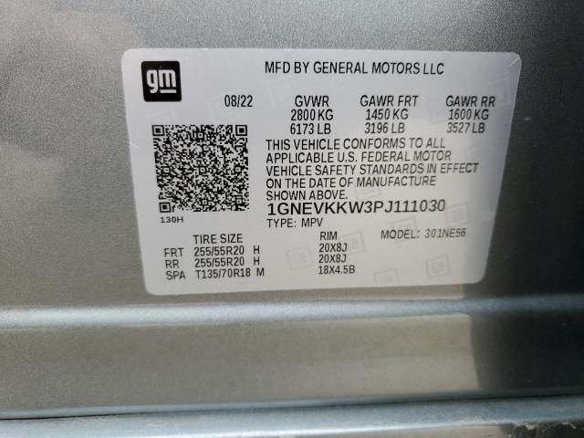 1GNEVKKW3PJ111030 - 2023 CHEVROLET TRAVERSE PREMIER GRAY photo 13