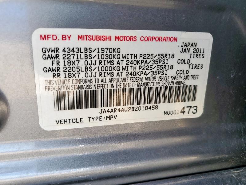 JA4AR4AU2BZ010458 - 2011 MITSUBISHI OUTLANDER SE GRAY photo 12