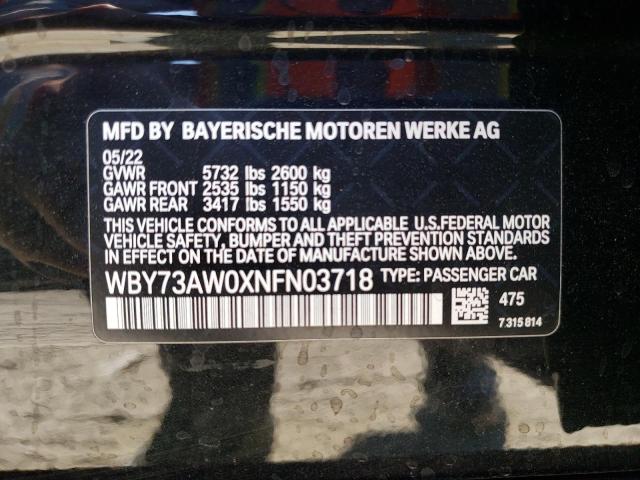 WBY73AW0XNFN03718 - 2022 BMW I4 EDRIVE4 BLACK photo 12