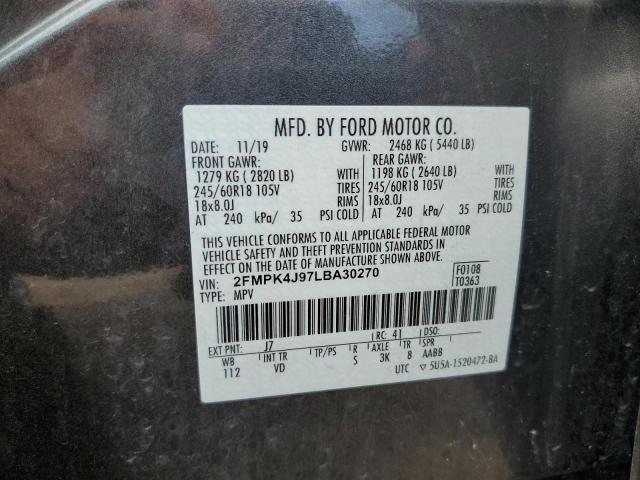 2FMPK4J97LBA30270 - 2020 FORD EDGE SEL 灰色 照片 12