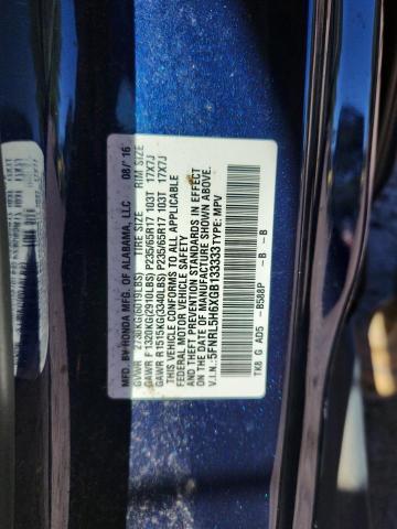 5FNRL5H6XGB133333 - 2016 HONDA ODYSSEY EXL BLUE photo 13