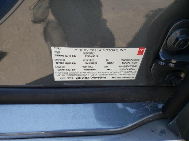 5YJSA1CN1DFP05416 - 2013 TESLA MODEL S ნაცრისფერი ფოტო 12