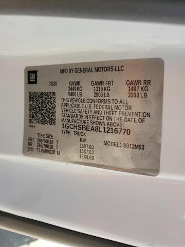 1GCHSBEA8L1216770 - 2020 CHEVROLET COLORADO WHITE photo 12