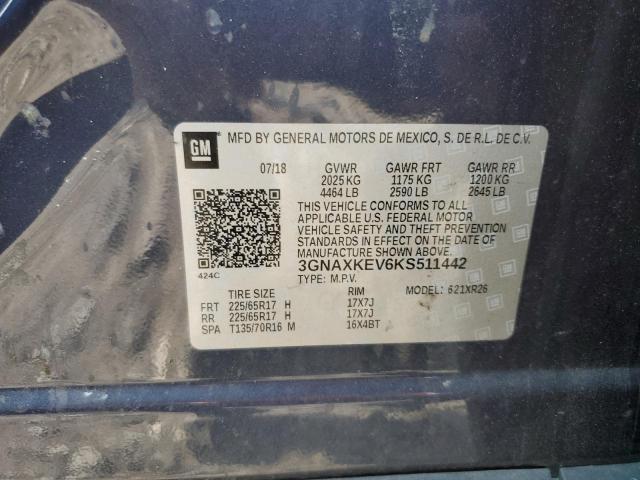 3GNAXKEV6KS511442 - 2019 CHEVROLET EQUINOX LT BLUE photo 13