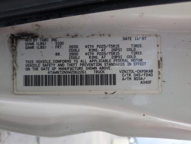 4TAWN72NXWZ062261 - 1998 TOYOTA TACOMA XTRACAB თეთრი ფოტო 13