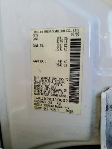 1N4AL21E09C110002 - 2009 NISSAN ALTIMA 2.5 WHITE photo 12