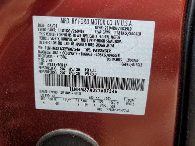 1LNHM87A32Y607546 - 2002 LINCOLN LS Bordo foto 12