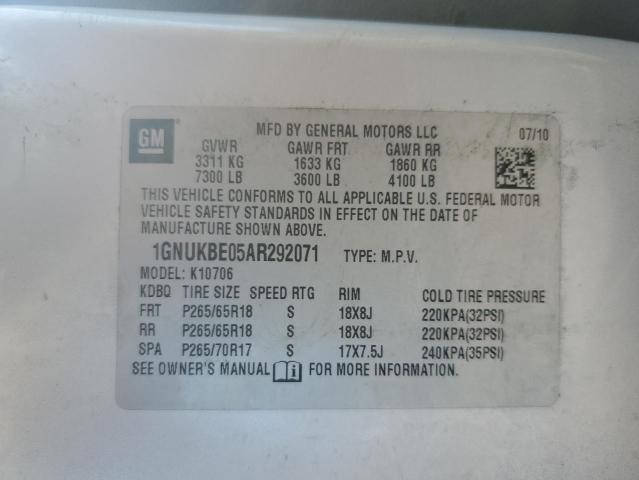 1GNUKBE05AR292071 - 2010 CHEVROLET TAHOE K1500 LT SILVER photo 13