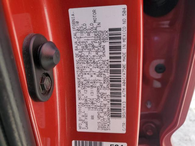 3TMJU4GNXBM114315 - 2011 TOYOTA TACOMA DOUBLE CAB PRERUNNER RED photo 13
