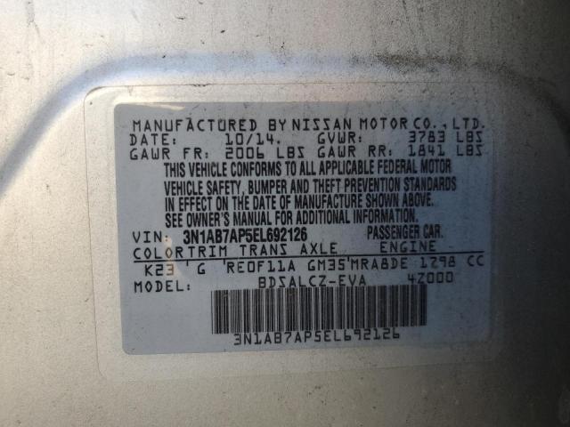 3N1AB7AP5EL692126 - 2014 NISSAN SENTRA S SILVER photo 13