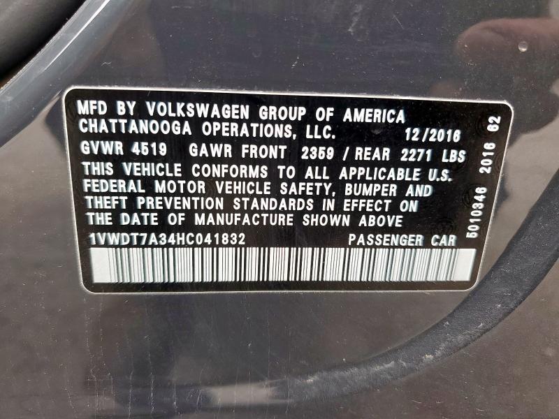 1VWDT7A34HC041832 - 2017 VOLKSWAGEN PASSAT R-LINE ნაცრისფერი ფოტო 12