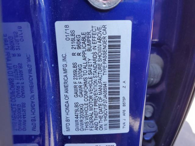 1HGCV1F37JA085941 - 2018 HONDA ACCORD SPORT 蓝色 照片 13