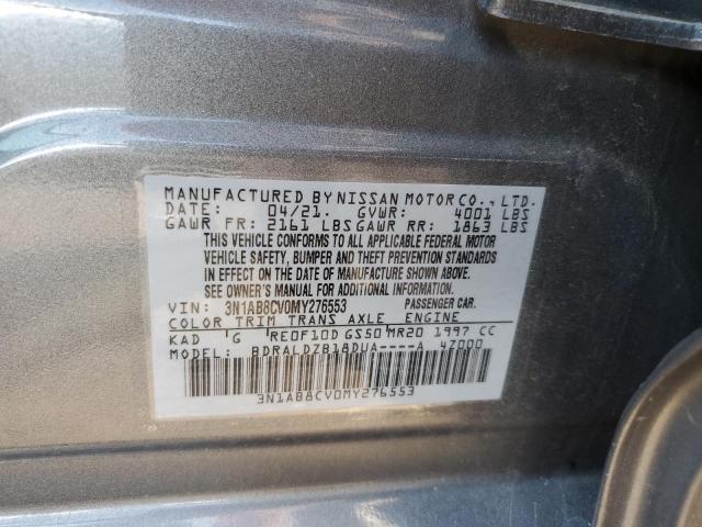 3N1AB8CV0MY276553 - 2021 NISSAN SENTRA SV GRAY photo 12