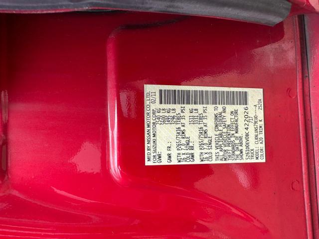 5Z61D0EV0BC422026 - 2011 SUZUKI EQUATOR RMZ-4 RED photo 10