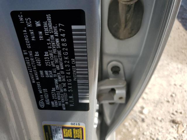 5XXGT4L32KG288477 - 2019 KIA OPTIMA LX ვერცხლისფერი ფოტო 12