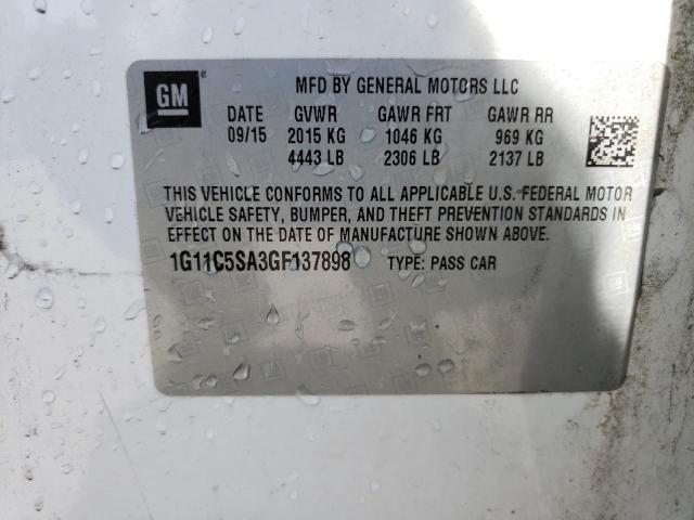 1G11C5SA3GF137898 - 2016 CHEVROLET MALIBU LIM LT Ақ фото 12