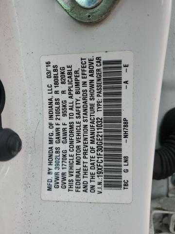 19XFC1F30GE211032 - 2016 HONDA CIVIC EX WHITE photo 12