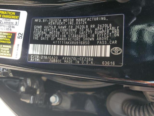 4T1T11AKXRU916850 - 2024 TOYOTA CAMRY SE NIGHT SHADE BLACK photo 12
