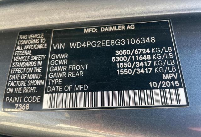 WD4PG2EE8G3106348 - 2016 MERCEDES-BENZ METRIS GRAY photo 10