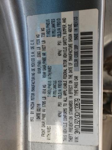 3MYDLBZV3GY133579 - 2016 TOYOTA SCION IA ვერცხლისფერი ფოტო 12