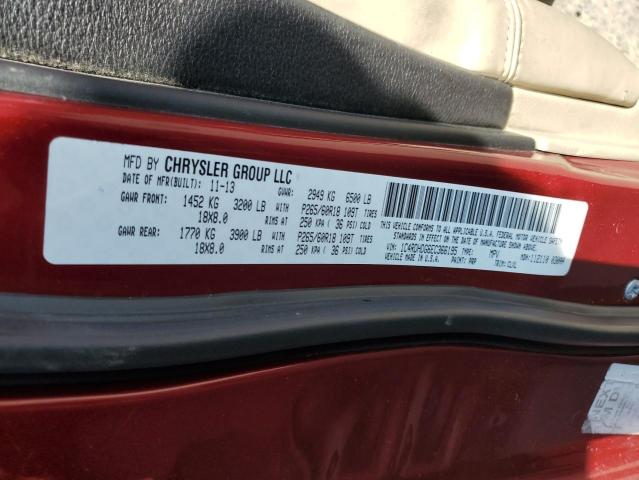 1C4RDHDG6EC366195 - 2014 DODGE DURANGO LIMITED RED photo 14