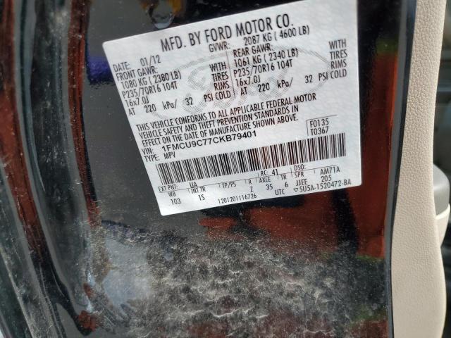 1FMCU9C77CKB79401 - 2012 FORD ESCAPE XLS BLACK photo 12