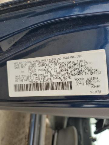 5TBBN44184S435638 - 2004 TOYOTA TUNDRA ACCESS CAB SR5 BLUE photo 12