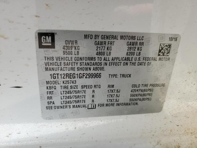 1GT12REG1GF299966 - 2016 GMC SIERRA K2500 HEAVY DUTY WHITE photo 13