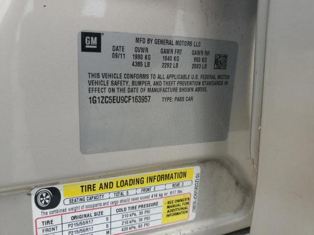 1G1ZC5EU9CF163957 - 2012 CHEVROLET MALIBU 1LT TAN photo 12