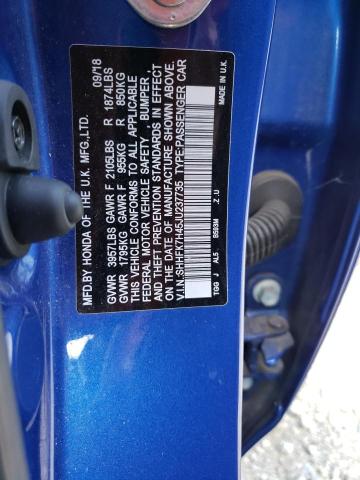 SHHFK7H45JU237735 - 2018 HONDA CIVIC SPORT 蓝色 照片 12