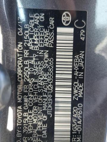 JTDKBRFU2H3558265 - 2017 TOYOTA PRIUS CHARCOAL photo 12