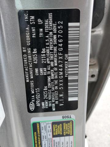 5XXGM4A7XFG467052 - 2015 KIA OPTIMA LX SILVER photo 12