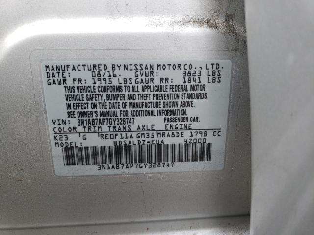 3N1AB7AP7GY328747 - 2016 NISSAN SENTRA S SILVER photo 13