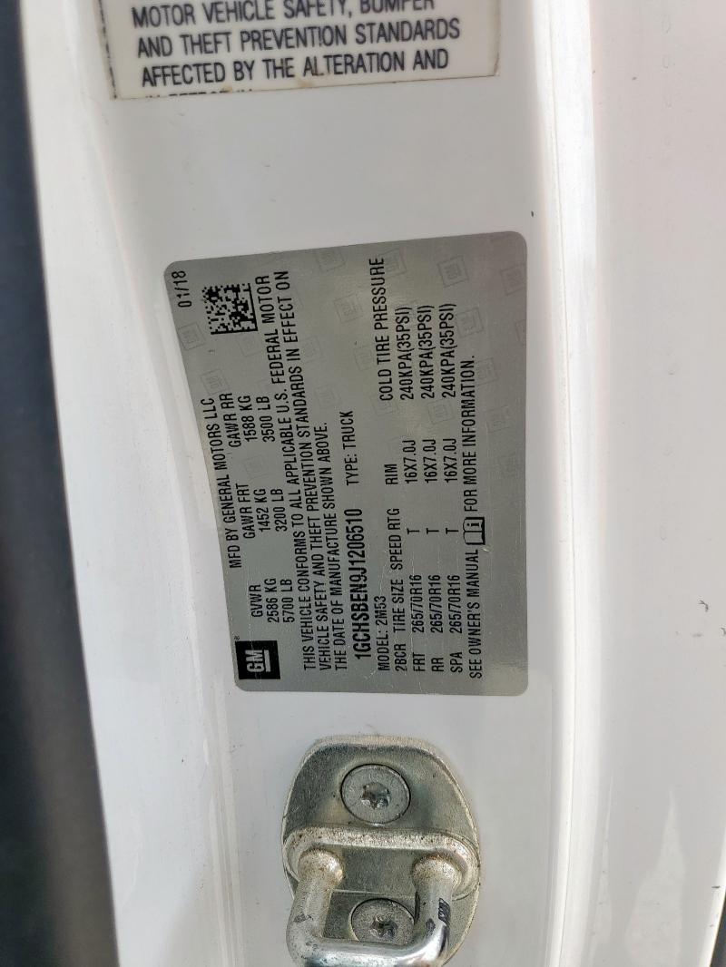 1GCHSBEN9J1206510 - 2018 CHEVROLET COLORADO თეთრი ფოტო 14