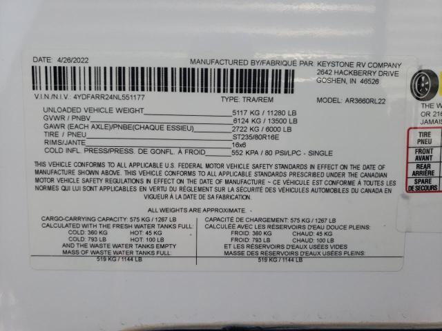 4YDFARR24NL551177 - 2022 ARCTIC CAT TRVLTRL Ağ foto 10